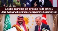 Artık iyice anlaşıldı: Sizde onurun, utanmanın arlanmanın zerresi olsun hiç teşekkül etmemiş de Amerikan kuklası, ciğeri beş para etmez, Arap Dünyasında bile lakabı “Testereci”ye çıkmış olan Muhammed bin Selman adlı [&hellip;]